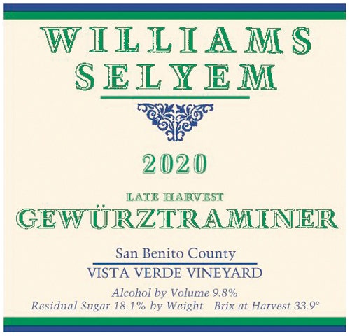 Williams Selyem 2020 Vista Verde Vineyard Late Harvest Gewürztraminer (San Benito…