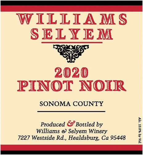 Williams Selyem 2020 Pinot Noir (Sonoma County)