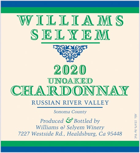 Williams Selyem 2020 Unoaked Chardonnay (Russian River Valley)